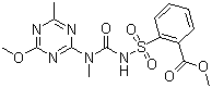 结构式 CAS# 101200-48-0, 苯磺隆; 2-[N-(4-甲氧基-6-甲基-1,3,5-三嗪-2-基)-N-甲基氨基甲酰胺基磺酰基]苯甲酸甲酯
