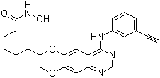 结构式 CAS# 1012054-59-9, CUDC-101; 7-[[4-(3-乙炔基苯基氨基)-7-甲氧基喹唑啉-6-基]氧基]-N-羟基庚酰胺