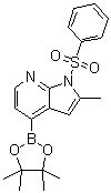 structure of CAS# 1014613-31-0, 1-(Phenylsulfonyl)-2-methyl-4-(4,4,5,5-tetramethyl-1,3,2-dioxaborolan-2-yl)pyrrolo[2,3-b]pyridine