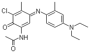 结构式 CAS# 102387-48-4, N-[5-氯-3-[4-(二乙基氨基)-2-甲基苯基亚氨基]-4-甲基-6-氧代-1,4-环己二烯基]乙酰胺