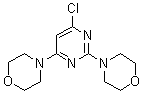 structure of CAS# 10244-24-3, 2,4-Bis(morpholin-4-yl)-6-chloropyrimidine;4-[6-Chloro-2-(morpholin-4-yl)pyrimidin-4-yl]morpholine