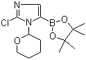 structure of CAS# 1029684-36-3, 2-Chloro-1-(tetrahydro-2H-pyran-2-yl)-1H-imidazole-5-boronic acid pinacol ester