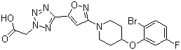 structure of CAS# 1030612-90-8, MK 8245;5-[3-[4-(2-Bromo-5-fluorophenoxy)-1-piperidinyl]-5-isoxazolyl]-2H-tetrazole-2-acetic acid