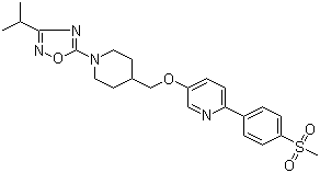 结构式 CAS# 1032823-75-8, gsk 1292263; 5-[[[1-(3-异丙基-1,2,4-噁二唑-5-基)-4-哌啶基]甲基]氧基]-2-[4-(甲磺酰基)苯基]吡啶