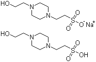 结构式 CAS# 103404-87-1, 4-(2-羟乙基)-1-哌嗪乙烷磺酸半钠盐