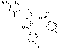 structure of CAS# 1034301-08-0, 3',5'-Bis-O-(4-chlorobenzoyl)-2-deoxy-5-azacytosine;4-Amino-1-[3,5-bis-O-(4-chlorobenzoyl)-2-deoxy-beta-D-ribofuranosyl]-1,3,5-triazin-2(1H)-one