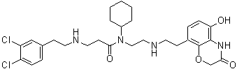 结构式 CAS# 1035227-43-0, N-环己基-3-(3,4-二氯苯乙基氨基)-N-[2-[[2-[5-羟基-3-氧代-3,4-二氢-2H-苯并[b][1,4]恶嗪-8-基]乙基]氨基]乙基]丙酰胺