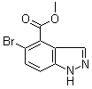 structure of CAS# 1037840-79-1, Methyl 5-bromo-1H-indazole-4-carboxylate