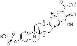 结构式 CAS# 10392-35-5, beta-雌甾酚二醇-3-硫酸酯-17-葡糖苷酸二钾盐
