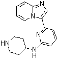 structure of CAS# 1042224-63-4, Cyclopamine inhibitor 1;6-Imidazo[1,2-a]pyridin-3-yl-N-4-piperidinyl-2-pyridinamine