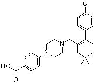 structure of CAS# 1044598-91-5, 4-[4-[[2-(4-Chlorophenyl)-5,5-dimethylcyclohex-1-enyl]methyl]piperazin-1-yl]benzoic acid