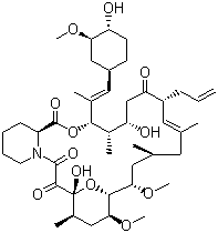 structure of CAS# 104987-11-3, Tacrolimus;(1R,9S,12S,13R,14S,17R,18E,21S,23S,24R,25S,27R)-1,14-dihydroxy-12-[(E)-1-[(1R,3R,4R)-4-hydroxy-3-methoxycyclohexyl]prop-1-en-2-yl]-23,25-dimethoxy-13,19,21,27-tetramethyl-17-prop-2-enyl-11,28-dioxa-4-azatricyclo[22.3.1.04,9]octacos-18-ene-2,3,10,16-tetrone