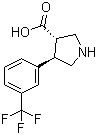 结构式 CAS# 1049978-65-5, (3S,4R)-4-(3-(三氟甲基)苯基)吡咯烷-3-羧酸
