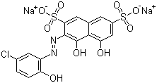 结构式 CAS# 1058-92-0, 媒介蓝 13; 铬蓝 SE; 3-[(5-氯-2-羟基苯基)偶氮]-4,5-二羟基-2,7-萘二磺酸二钠盐