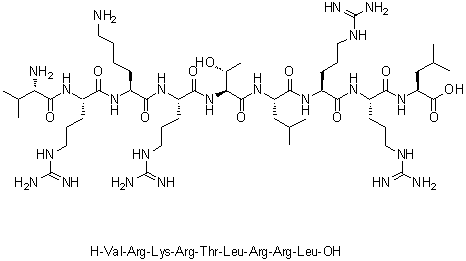 L-Valyl-L-arginyl-L-lysyl-L-arginyl-L-threonyl-L-leucyl-L-arginyl-L-arginyl-L-leucine molecular structure (CAS 105802-82-2)