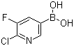 结构式 CAS# 1072946-66-7, 6-氯-5-氟吡啶-3-硼酸