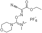 结构式 CAS# 1075198-30-9, COMU; (1-氰基-2-乙氧基-2-氧代亚乙基氨基氧基)二甲基氨基-吗啉-碳鎓六氟磷酸盐