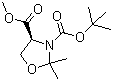 结构式 CAS# 108149-60-6, (S)-(-)-3-叔丁氧羰基-2,2-二甲基-4-噁唑烷羧酸甲酯