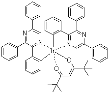 structure of CAS# 1082423-02-6, Bis[2-(3,5-diphenyl-2-pyrazinyl)phenyl](2,2,6,6-tetramethyl-3,5-heptanedionato)iridium