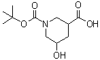 structure of CAS# 1095010-48-2, 1-(tert-Butoxycarbonyl)-5-hydroxypiperidine-3-carboxylic acid