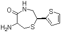 structure of CAS# 110221-26-6, (2S,6R)-6-Amino-2-(2-thienyl)-1,4-thiazepan-5-one ;(2S-trans)-6-Aminotetrahydro-2-(2-thienyl)-1,4-thiazepin-5(2H)-one