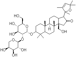 structure of CAS# 11028-00-5, Bacoside A;3-[(O-alpha-L-Arabinopyranosyl-beta-D-glucopyranosyl)oxy]-19,20-dihydroxydammar-24-en-16-one