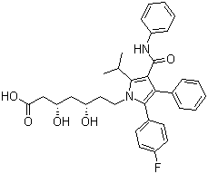 structure of CAS# 110862-48-1, Atorvastatin;(3S,5S)-7-[2-(4-Fluorophenyl)-3-phenyl-4-(phenylcarbamoyl)-5-propan-2-ylpyrrol-1-yl]-3,5-dihydroxyheptanoic acid