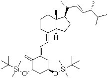 结构式 CAS# 111594-58-2, 度骨化醇中间体; [[(1a,3b,5E,7E,22E)-9,10-开环麦角甾-5,7,10(19),22-四烯-1,3-基]双(氧)]双[(1,1-二甲基乙基)二甲基硅烷]