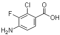 structure of CAS# 1124214-25-0, 4-Amino-2-chloro-3-fluorobenzoic acid