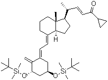 structure of CAS# 112849-17-9, (2E,4R)-4-[(1R,3aS,4E,7aR)-4-[(2E)-2-[(3S,5R)-3,5-Bis[[(tert-butyl)dimethylsilyl]oxy]-2-methylenecyclohexylidene]ethylidene]octahydro-7a-methyl-1H-inden-1-yl]-1-cyclopropyl-2-penten-1-one;(1a,3b,5E,7E,22E)-24-Cyclopropyl-1,3-bis[[(1,1-dimethylethyl)dimethylsilyl]oxy]-9,10-secochola-5,7,10(19),22-tetraen-24-one