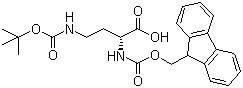 结构式 CAS# 114360-56-4, N-alpha-Fmoc-N-gamma-Boc-D-二氨基丁酸; N-alpha-芴甲氧羰基-N-gamma-叔丁氧羰基-D-二氨基丁酸