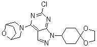 3-[6-Chloro-1-(1,4-dioxaspiro[4.5]dec-8-yl)-1H-pyrazolo[3,4-d]pyrimidin-4-yl]-8-oxa-3-azabicyclo[3.2.1]octane molecular structure (CAS 1144080-35-2)