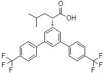 结构式 CAS# 1146594-87-7, (alphaS)-alpha-(2-甲基丙基)-4,4''-二(三氟甲基)[1,1':3',1''-三联苯]-5'-乙酸