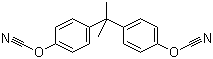结构式 CAS# 1156-51-0, 2,2-双(4-氰氧苯基)丙烷; 2,2-二(4-氰酰苯基)丙烷; 双酚 A 型氰酸酯