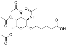 structure of CAS# 1159408-54-4, 5-{[(2R,3R,4R,5R,6R)-4,5-bis(acetyloxy)-6-[(acetyloxy)methyl]-3-acetamidooxan-2-yl]oxy}pentanoic acid;5-[(2R,3R,4R,5R,6R)-3-acetamido-4,5-diacetyloxy-6-(acetyloxymethyl)oxan-2-yl]oxypentanoic acid