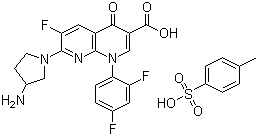 structure of CAS# 115964-29-9, Tosufloxacin tosylate;7-(3-Aminopyrrolidin-1-yl)-1-(2,4-difluorophenyl)-6-fluoro-4-oxo-1,8-naphthyridine-3-carboxylic acid 4-methylbenzenesulfonate
