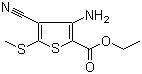 Ethyl 3-amino-4-cyano-5-(methylthio)thiophene-2-carboxylate molecular structure (CAS 116170-90-2)