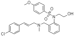 structure of CAS# 1188890-40-5, N-[2-[[[(2E)-3-(4-Chlorophenyl)-2-propen-1-yl]methylamino]methyl]phenyl]-N-(2-hydroxyethyl)-4-methoxybenzenesulfonamide