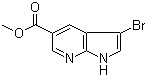 structure of CAS# 1190322-65-6, 3-Bromo-1H-pyrrolo[2,3-b]pyridine-5-carboxylic acid methyl ester