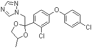 structure of CAS# 119446-68-3, Difenoconazole;1-((2-(2-chloro-4-(4-chlorophenoxy)phenyl)-4-methyl-1,3-dioxolan-2-yl)methyl)-1H-1,2,4-triazole