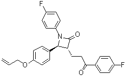 结构式 CAS# 1202579-25-6, (3R,4S)-1-(4-氟苯基)-3-[3-(4-氟苯基)-3-氧代丙基]-4-[4-(2-丙烯-1-基氧基)苯基]-2-氮杂环丁酮