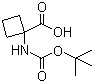 结构式 CAS# 120728-10-1, Boc-1-氨基环丁烷羧酸; N-叔丁氧羰基-1-氨基环丁烷羧酸