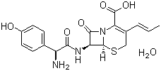 structure of CAS# 121123-17-9, Cefprozil hydrate;(6R,7R)-7-[[(2R)-2-Amino-2-(4-hydroxyphenyl)acetyl]amino]-8-oxo-3-[(E)-prop-1-enyl]-5-thia-1-azabicyclo[4.2.0]oct-2-ene-2-carboxylic acid hydrate