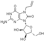 structure of CAS# 121288-39-9, 7-Allyl-8-oxoguanosine;Loxoribine; RWJ 21757