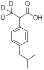 结构式 CAS# 121662-14-4, alpha-(甲基-d<sub>3</sub>)-4-(2-甲基丙基)苯乙酸