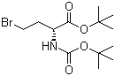structure of CAS# 123004-74-0, (R)-4-Bromo-2-[[(tert-butoxy)carbonyl]amino]butanoic acid tert-butyl ester;(2R)-4-Bromo-2-[[(tert-butoxy)carbonyl]amino]butanoic acid tert-butyl ester