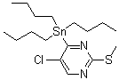 结构式 CAS# 123061-47-2, 5-氯-2-(甲硫基)-4-(三丁基锡烷基)嘧啶