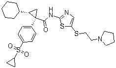 结构式 CAS# 1234703-40-2, LY 2608204; (1R,2S)-2-环己基-1-[4-(环丙基磺酰基)苯基]-N-[5-[[2-(1-吡咯烷基)乙基]硫代]-2-噻唑基]环丙烷甲酰胺