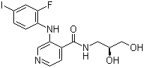 结构式 CAS# 1236699-92-5, AS 703026; N-[(2S)-2,3-二羟基丙基]-3-[(2-氟-4-碘苯基)氨基]-4-吡啶甲酰胺