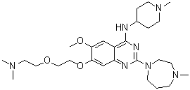 structure of CAS# 1238673-32-9, 7-[2-[2-(Dimethylamino)ethoxy]ethoxy]-2-(hexahydro-4-methyl-1H-1,4-diazepin-1-yl)-6-methoxy-N-(1-methyl-4-piperidinyl)-4-quinazolinamine